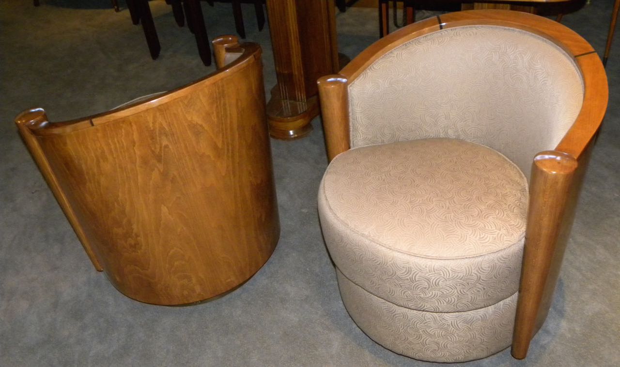 Art Deco Cocktail Swivel Club Chairs Wood Frame Seating Items Art