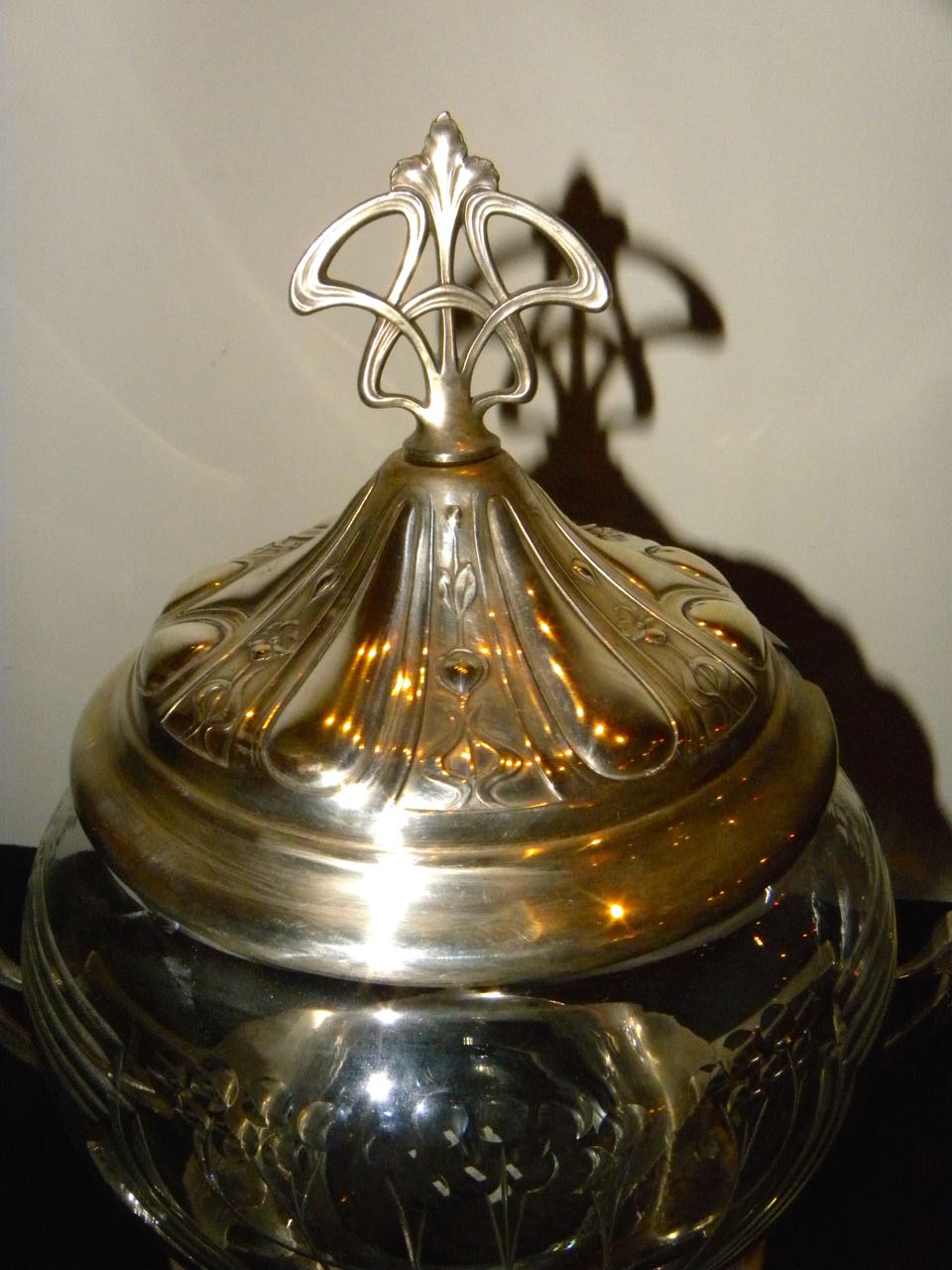 Art Nouveau WMF Silver and Glass Punch Bowl Tableware Art Deco