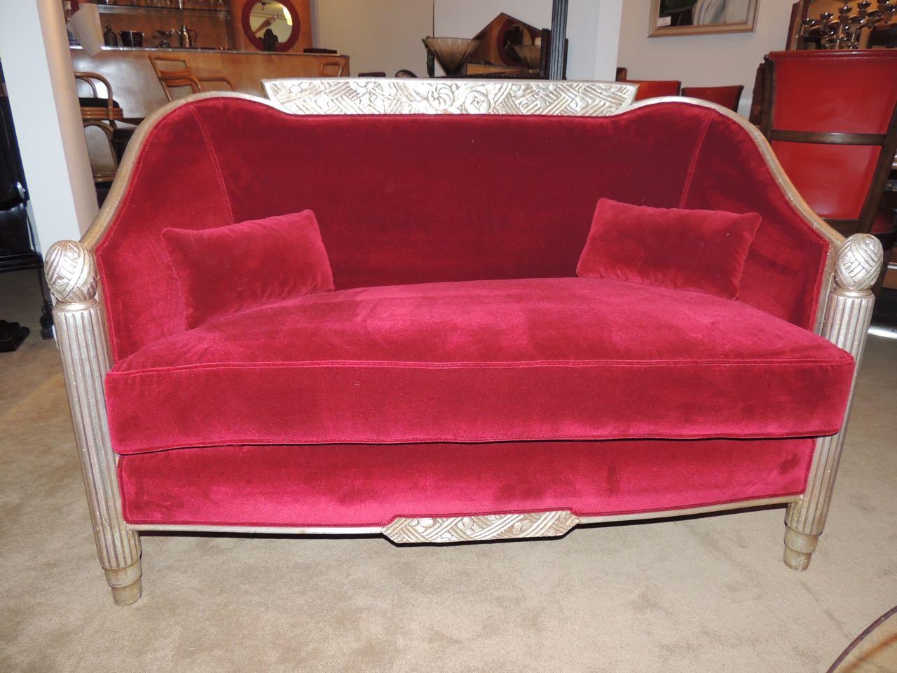 Elegant French Art Deco Settee and Chairs by Paul Follot