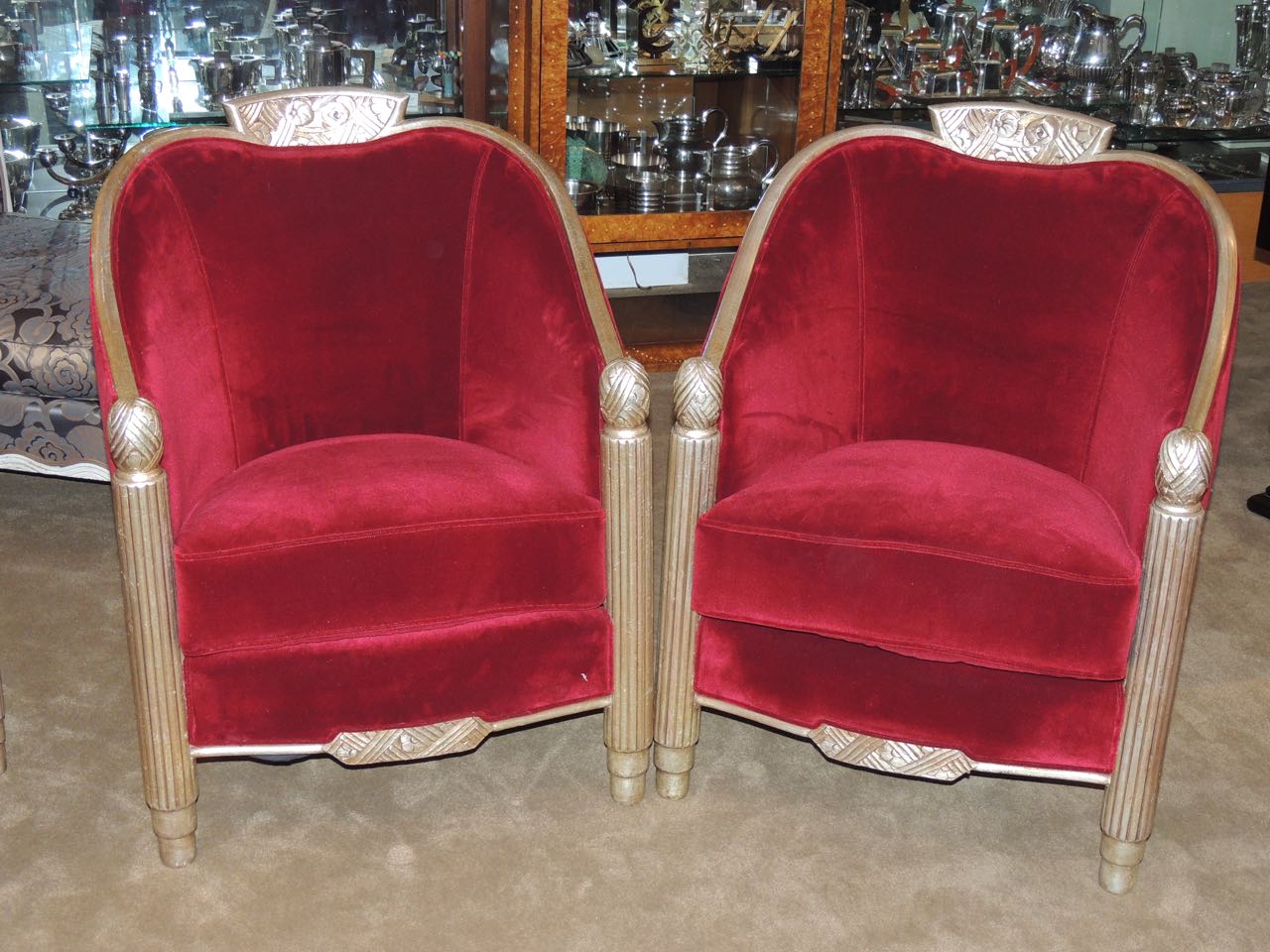 Elegant French Art Deco Settee and Chairs by Paul Follot