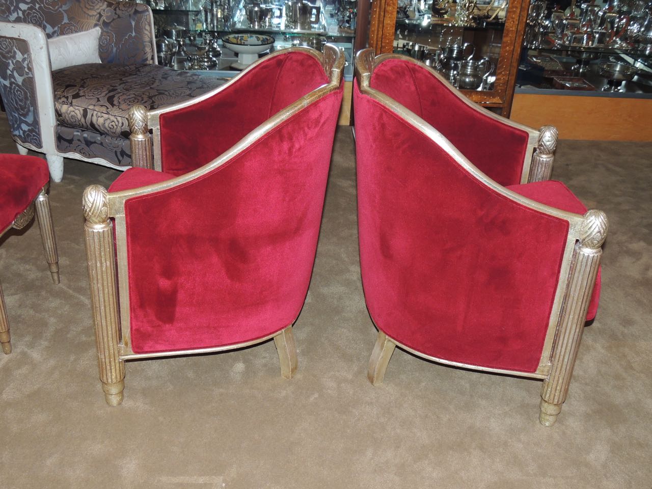 Elegant French Art Deco Settee and Chairs by Paul Follot