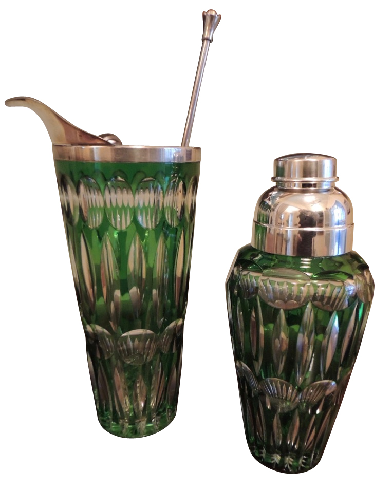 Bohemian Cut Glass Art Deco Cocktail Shaker Set Sold Items Cocktail