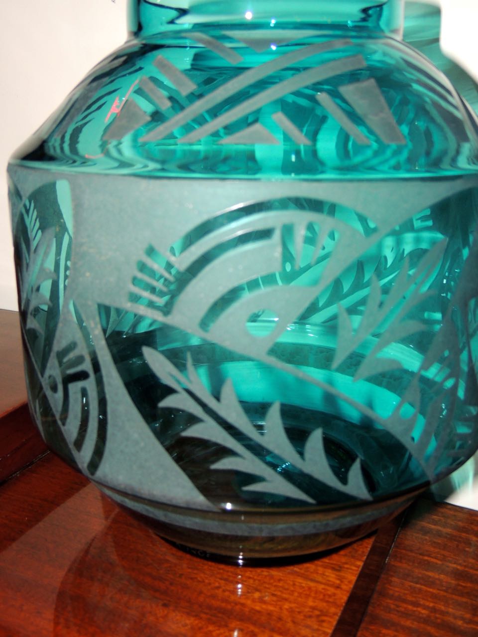 Art Deco Etched Turquoise Daum Glass Glass Art Deco Collection