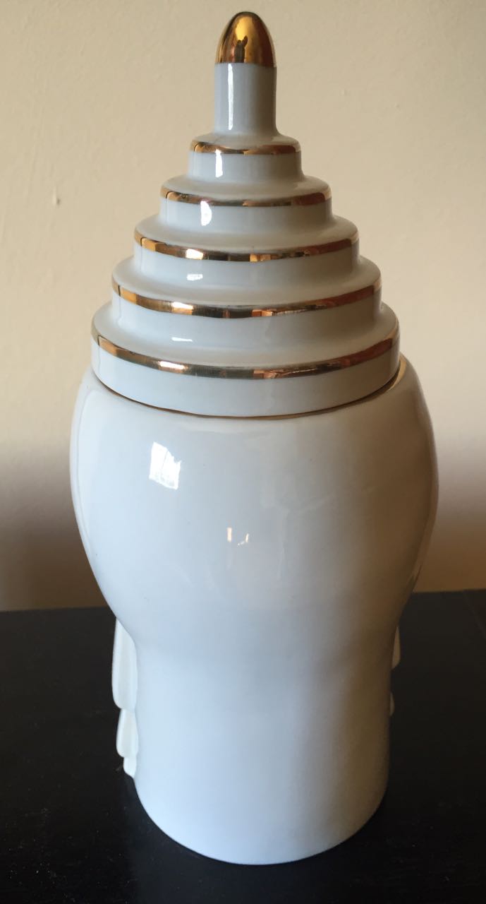 French Art Deco ROBJ Paris signed Ceramic Jar Bonbonniere 1930