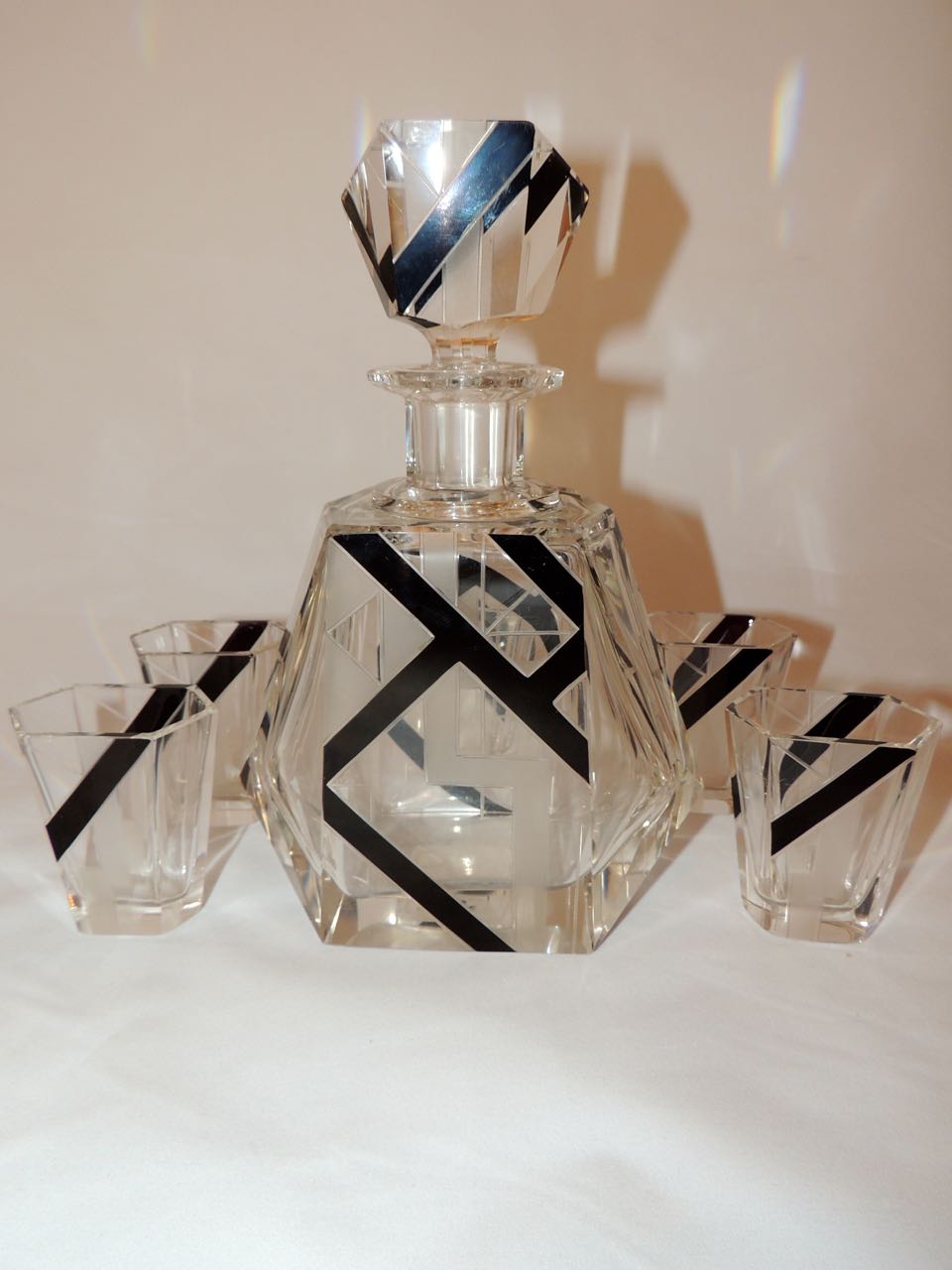 Crystal Art Deco Decanter Set with Glasses Decanter Sets Art Deco
