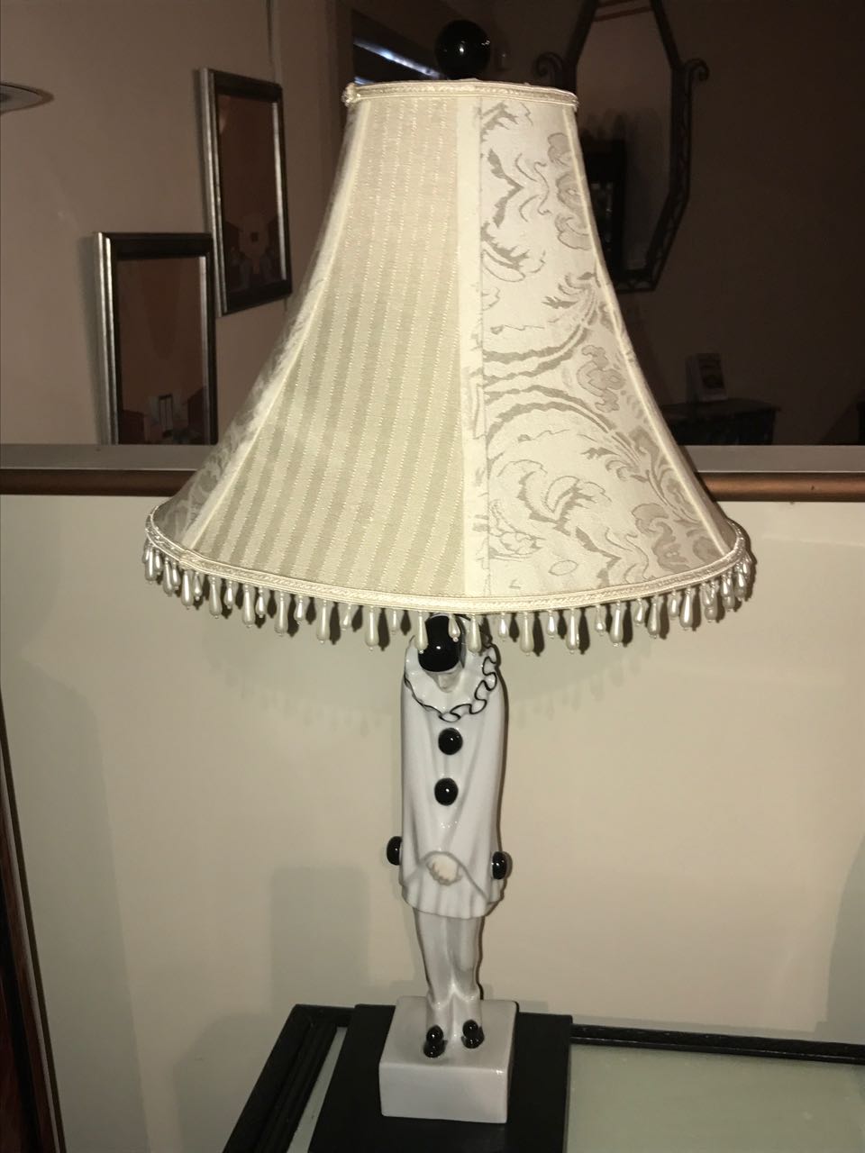 Rare Art Deco Roland Paris Porcelain Pierrot Lamp Statues Art Deco