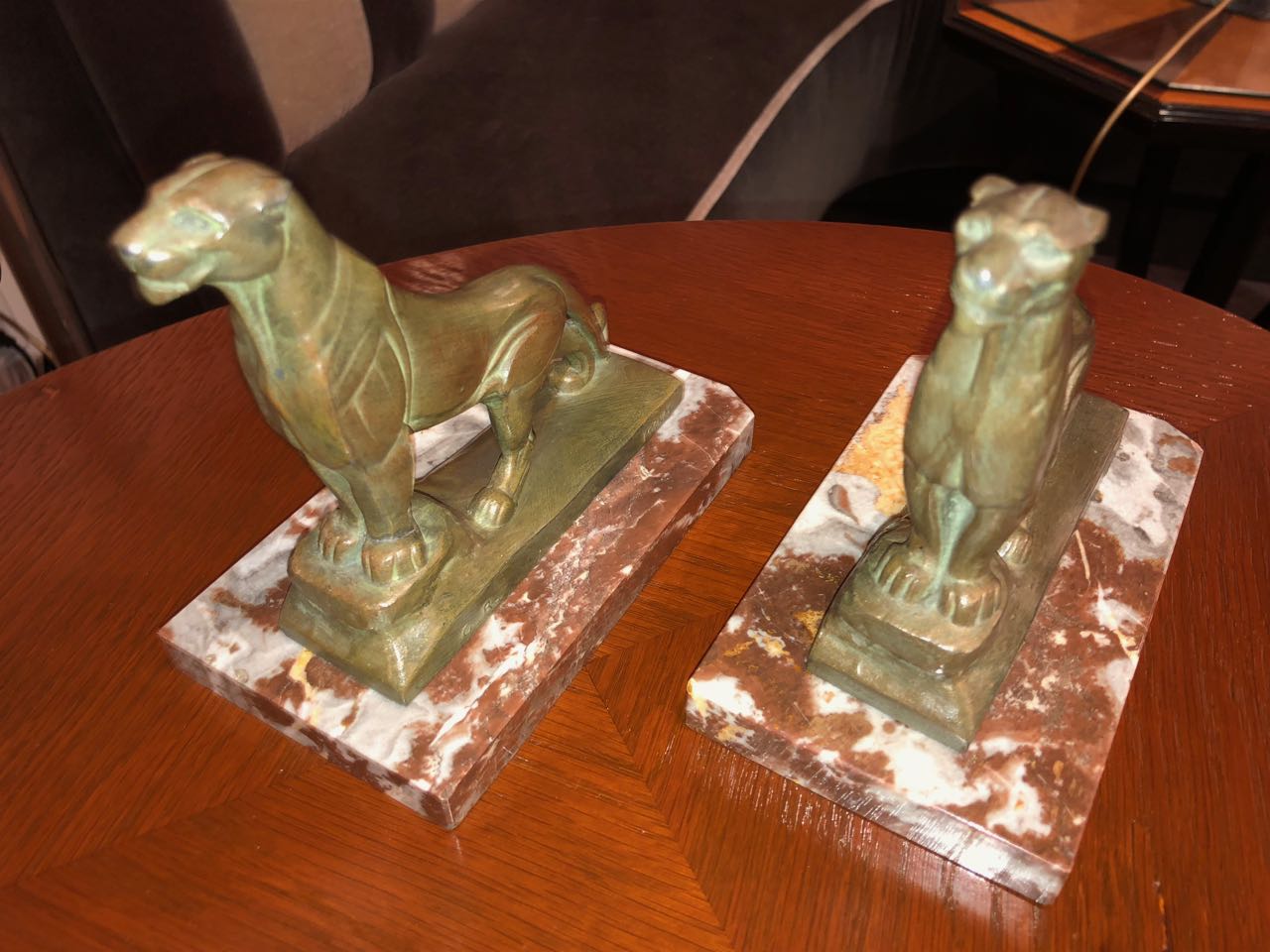 French Art Deco Panther Leopard Panther Bookends by Maurice Frecourt