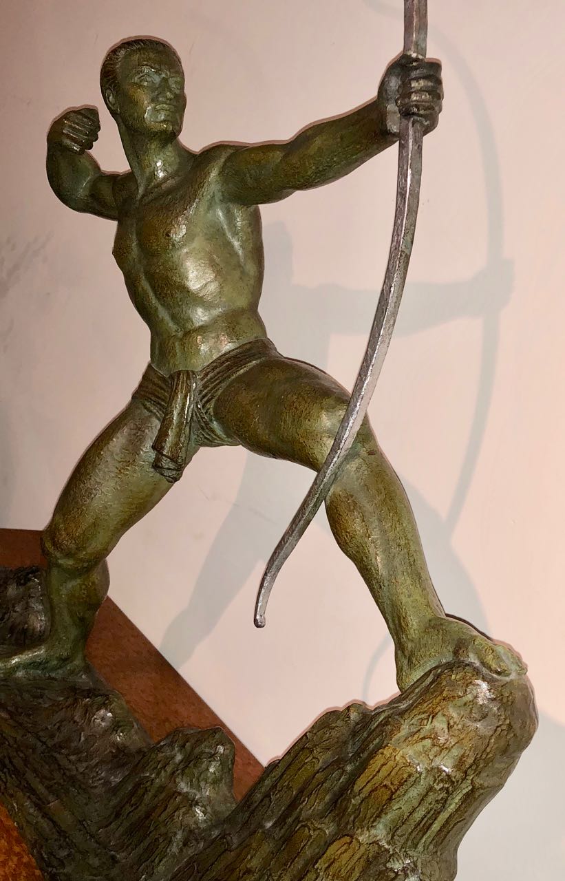 Lucien Gibert Bronze Statue 'The Archer' French Art Deco Sculpture