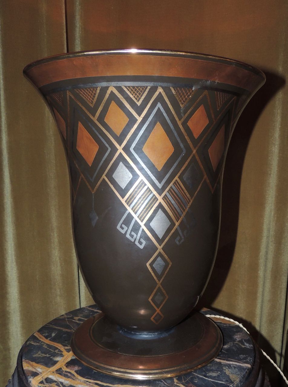 Rare Art Deco Ceramic Lamp by Frie Onnaing of France Table Lamps