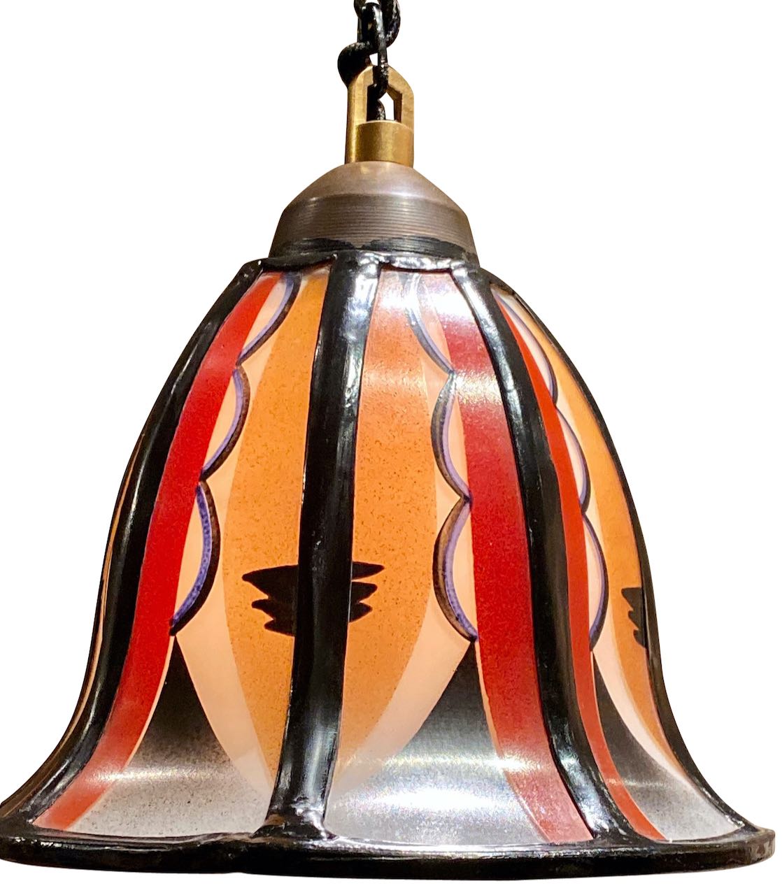 Art Deco Amsterdam School Stained Glass Hanging Lamps Chandeliers