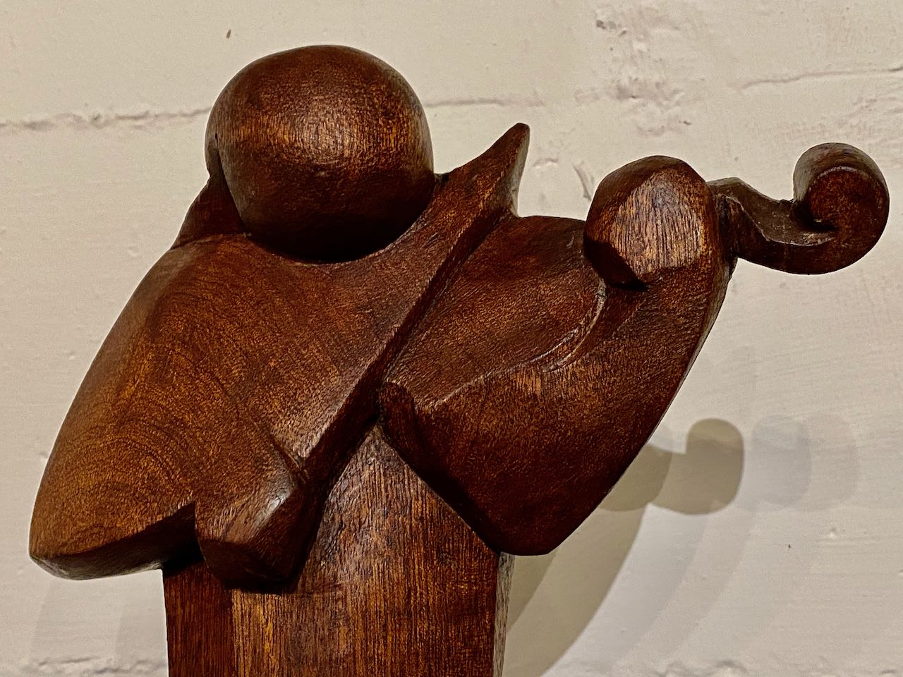 Ferdinand Parpan Art Deco Wood Sculpture Cubist Violinist Statues