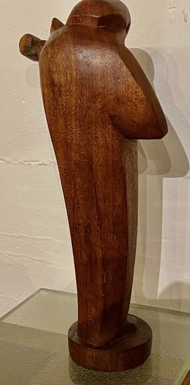 Ferdinand Parpan Art Deco Wood Sculpture Cubist Violinist Statues