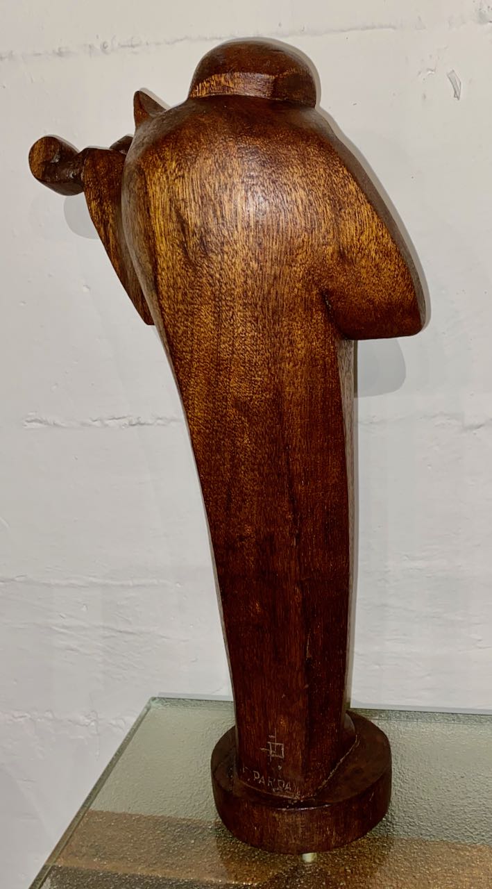 Ferdinand Parpan Art Deco Wood Sculpture Cubist Violinist Statues