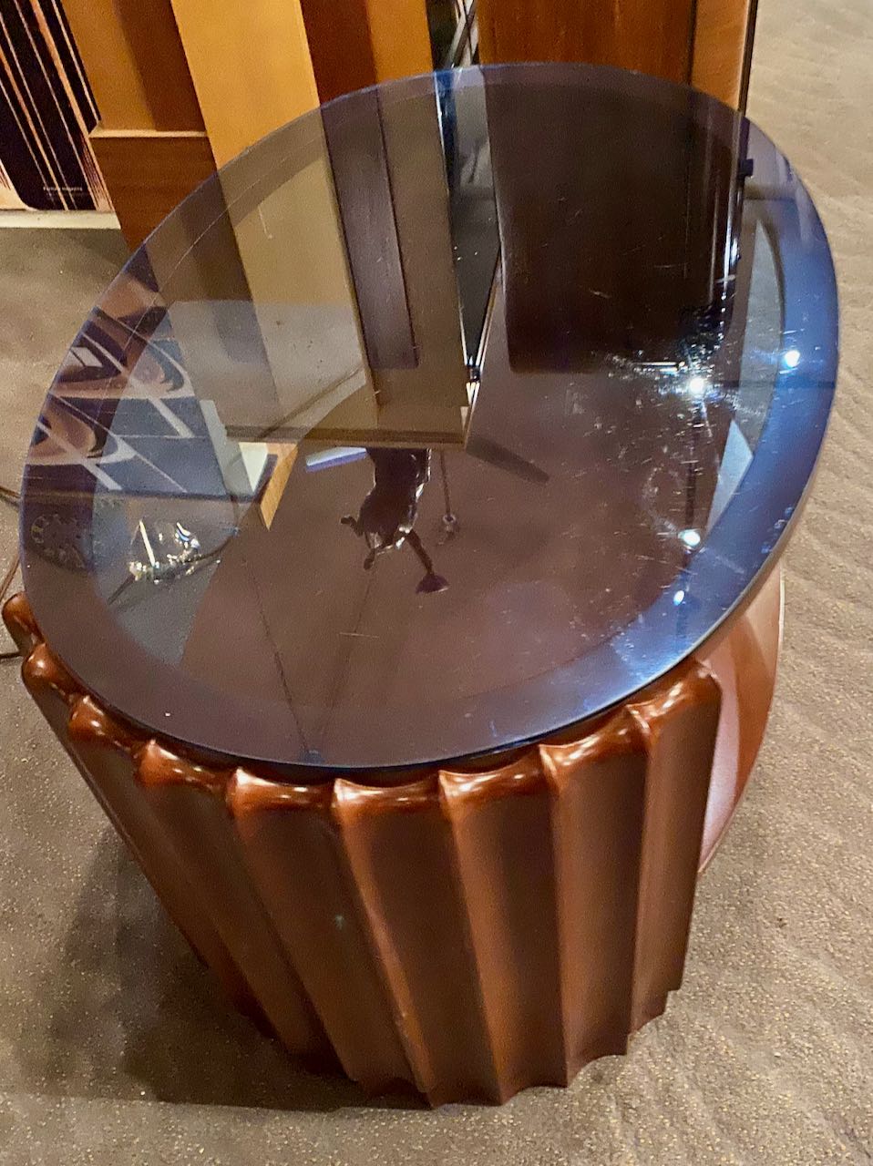 Art Deco Oval Shaped Faceted Coffee Table Glass Top Small Tables