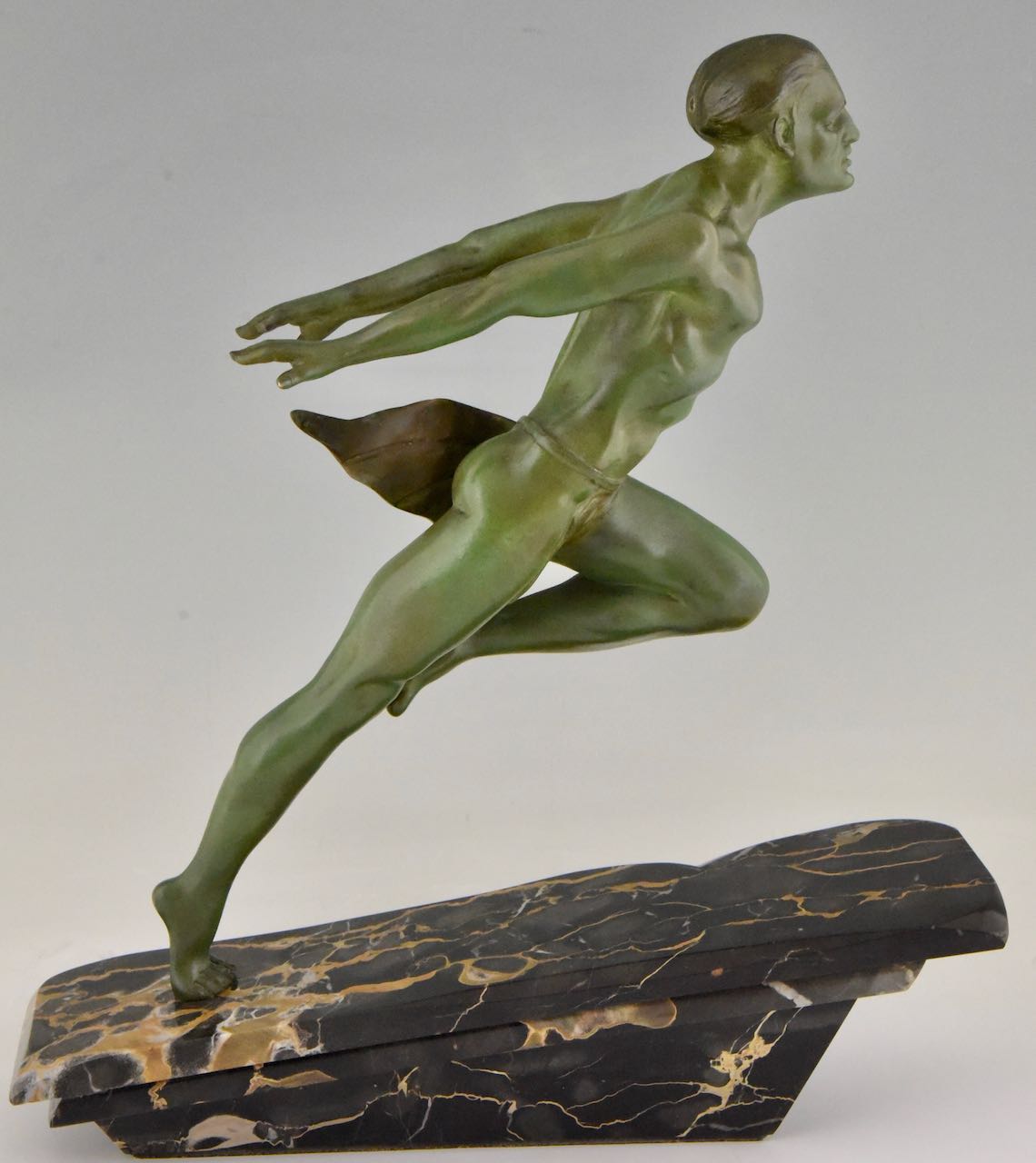 Art Deco Running Man Statue by L Valderi French Statues Art Deco