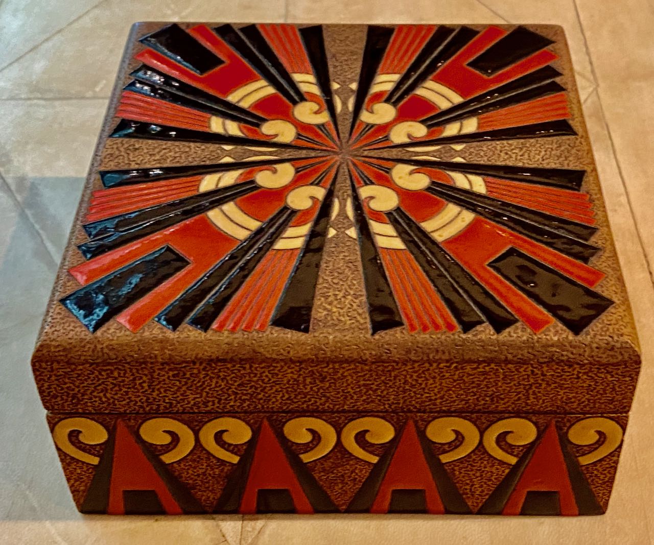 Art Deco Jewelry Box Enamel Sunburst Rare Miscellaneous Art Deco