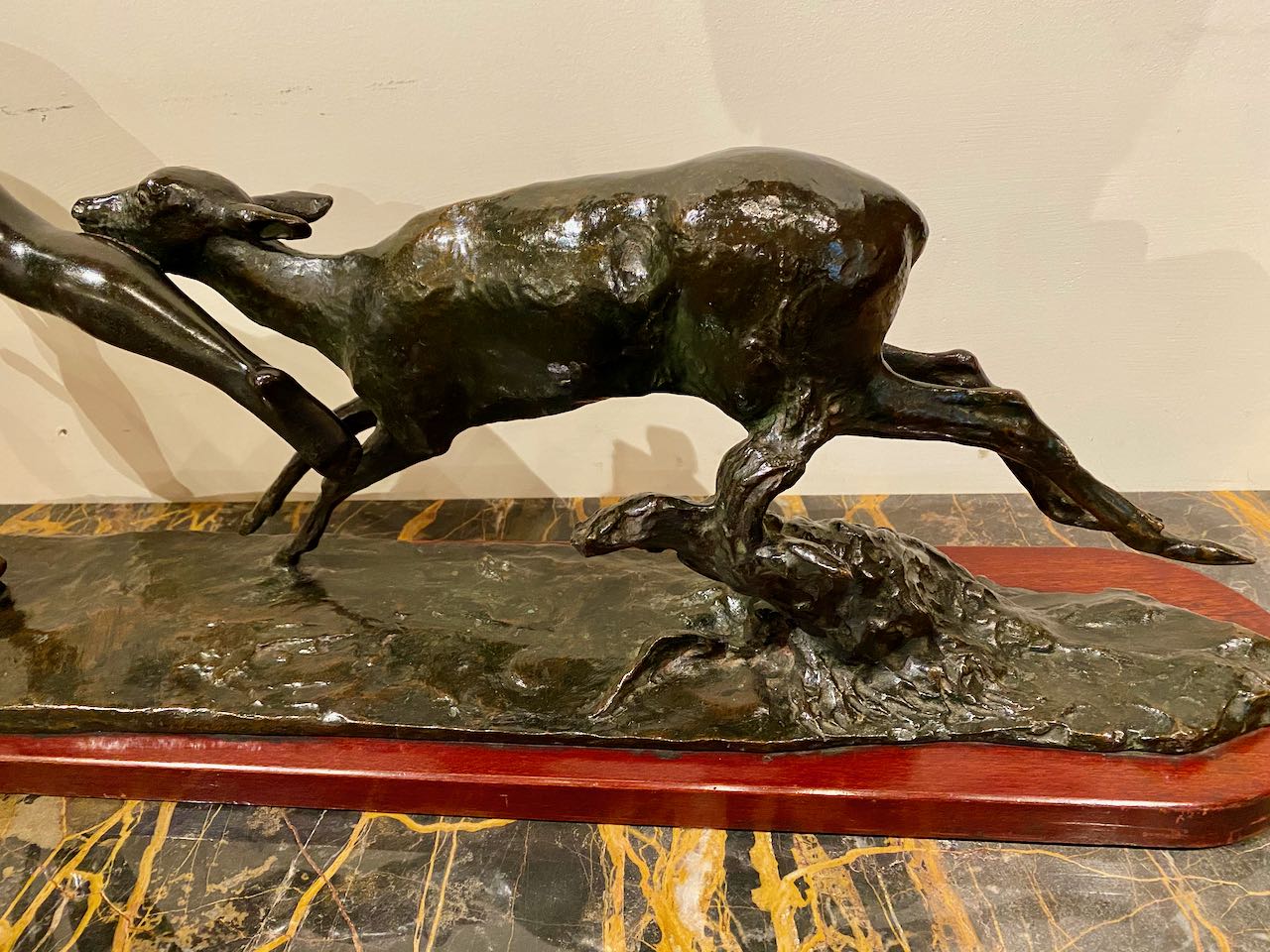 Ary Bitter Bronze Art Deco Sculpture Woman Running with Lambs Statues