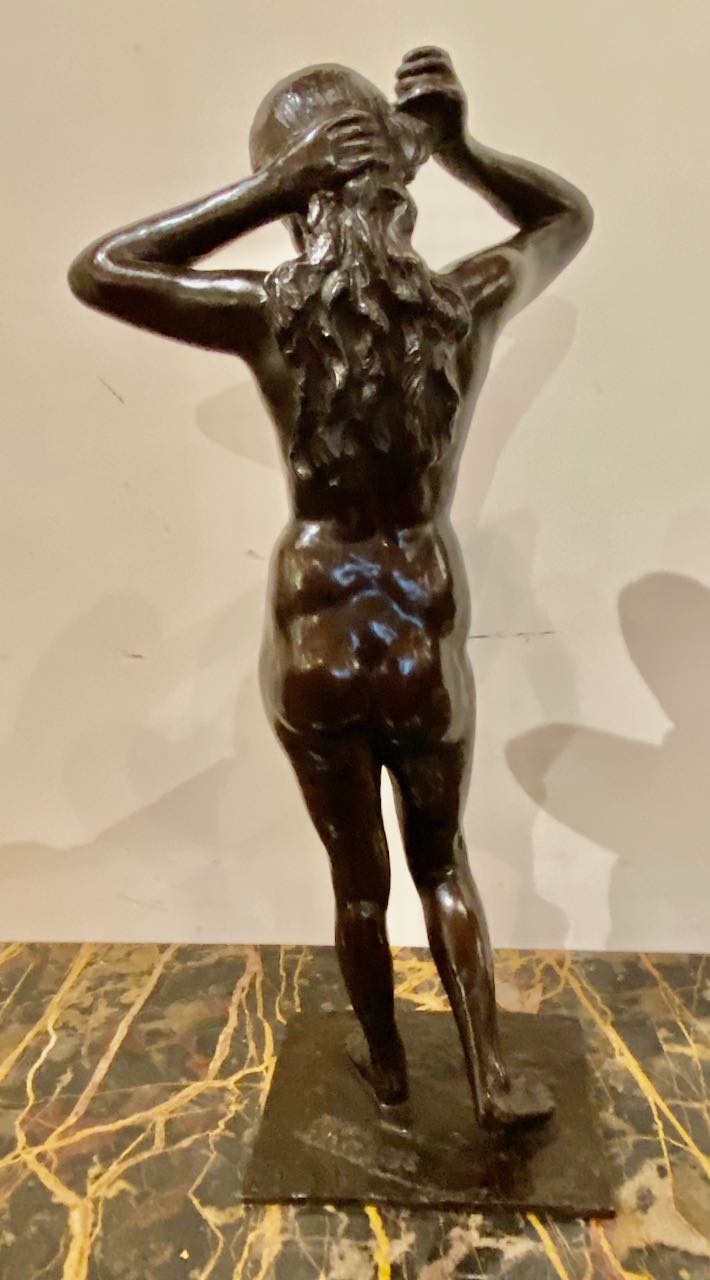 Art Deco Bronze Female Statue by Belgian Artist M. D'Haveloose