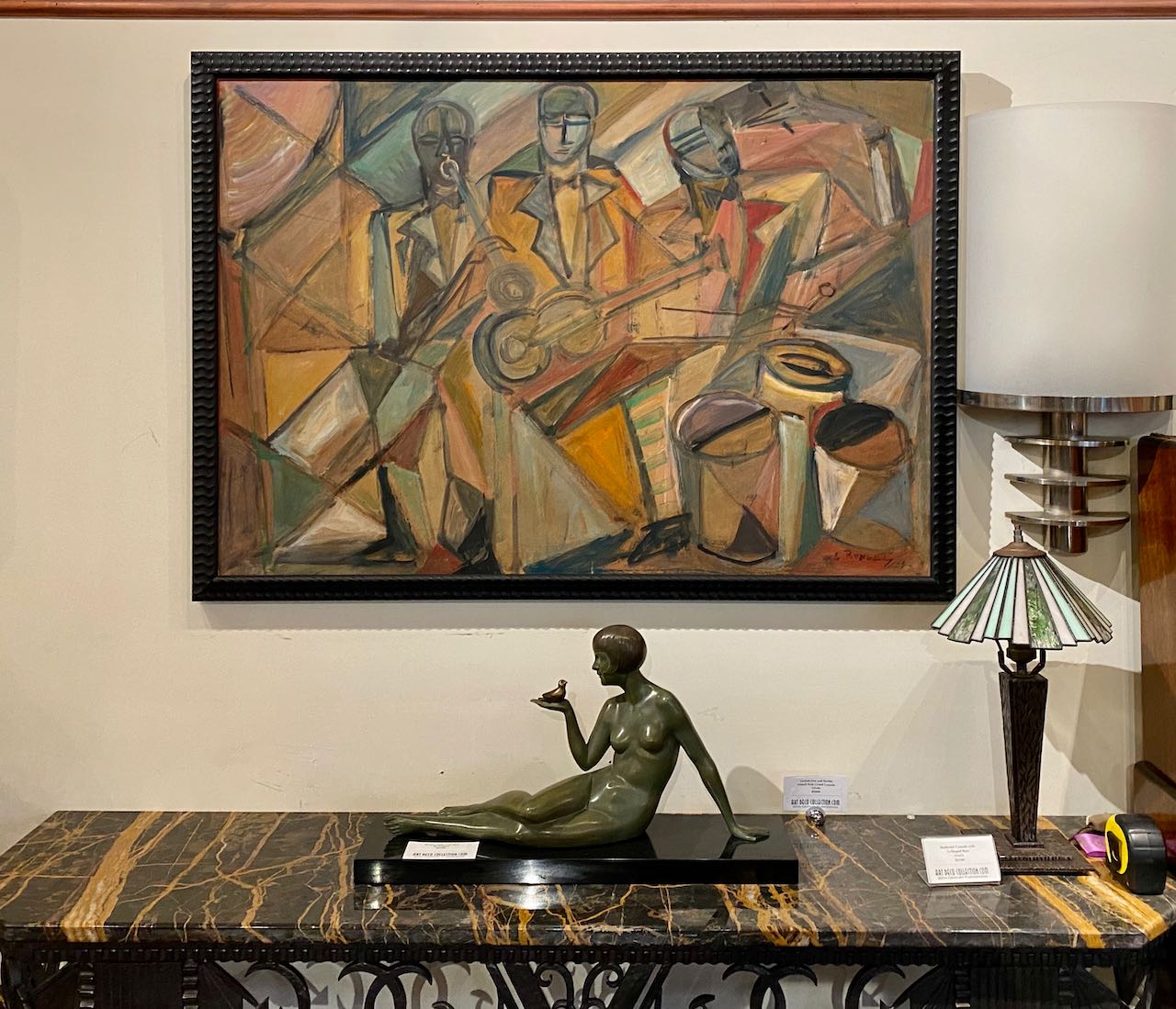 Elisabeth Ronget French Cubist Jazz Trio Painting Art Deco Paintings