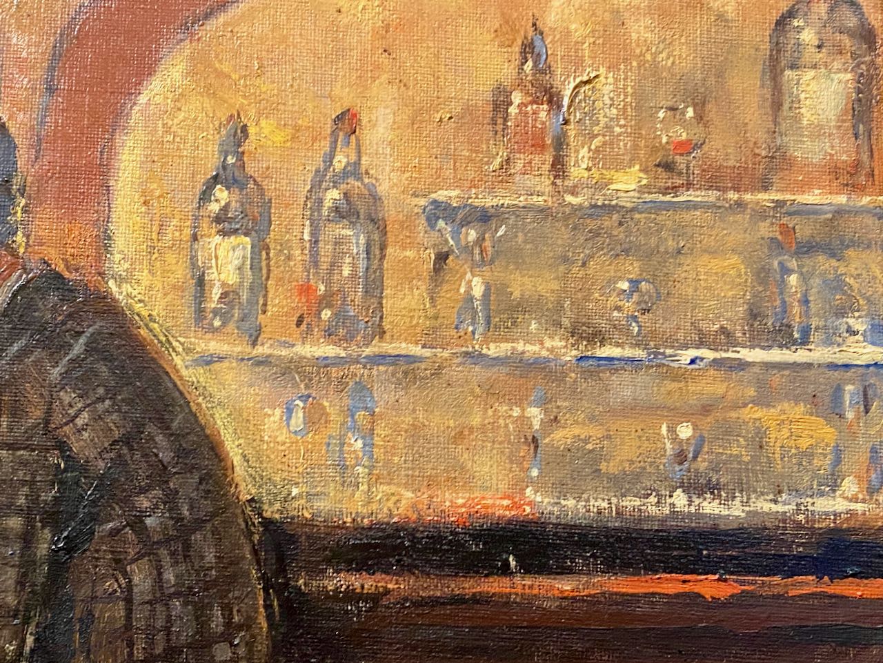 Art Deco Painting by Guinegault "in a Bar" Oil on Canvas 1945