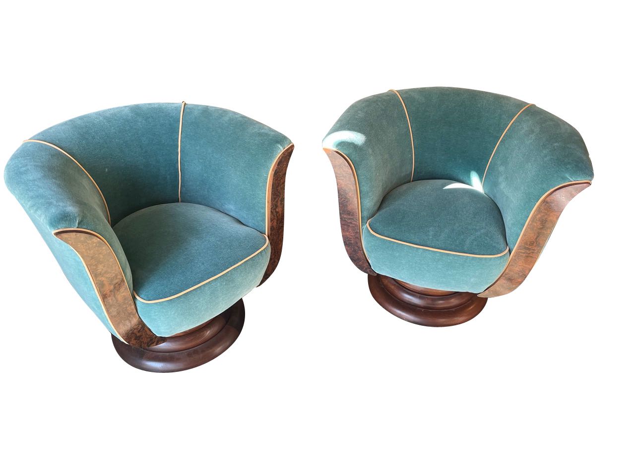 Custom French Style Art Deco Swivel Chairs Mohair Seating Items Art