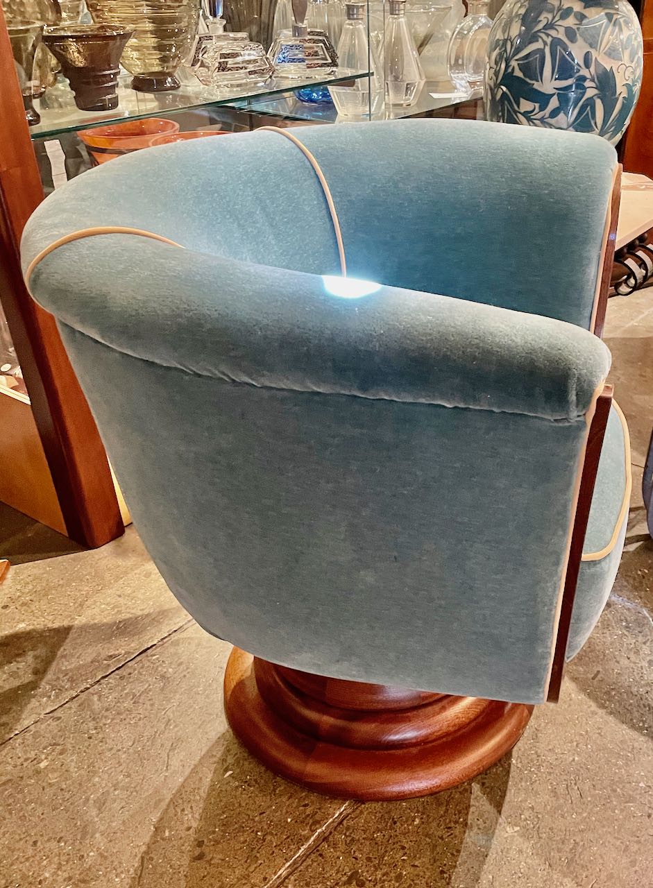 Custom French Style Art Deco Swivel Chairs Mohair Seating Items Art