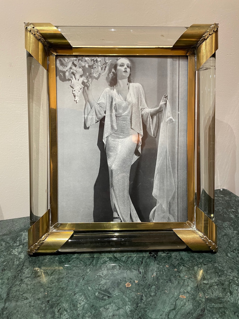 Glamorous Art Deco Glass and Brass Picture Frame Picture Frames Art