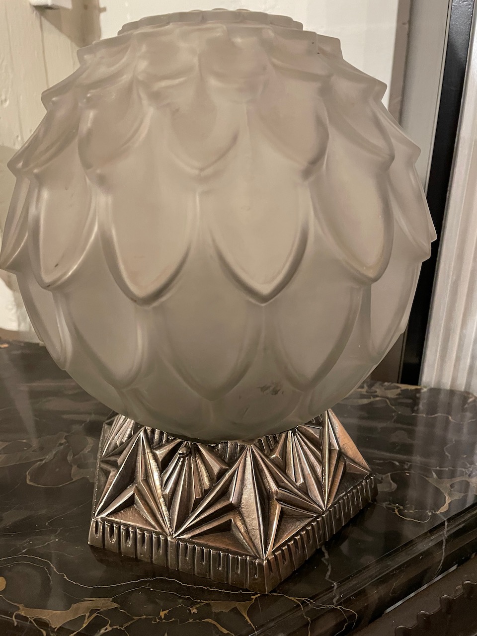 Art Deco Glass Globe Light for Table Top or Ceiling Chandeliers Art