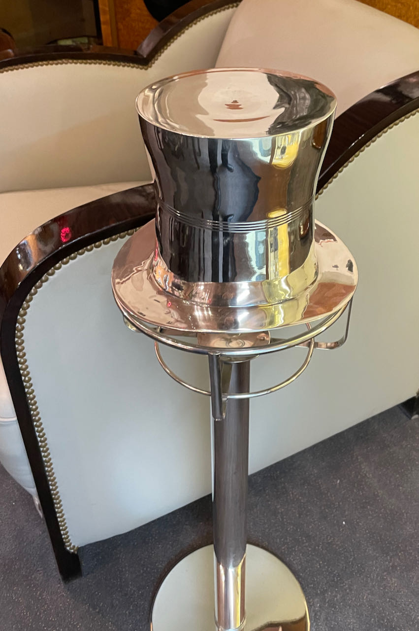 Art Deco Top Hat Champagne Bucket with Matching Stand Tableware Art