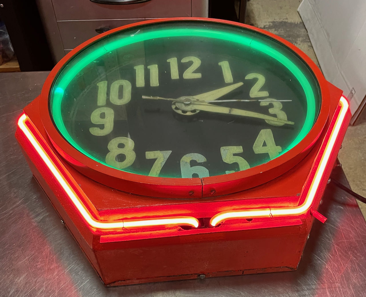 Art Deco Double Neon Hexagon Vintage Wall Clock Just Added Art Deco