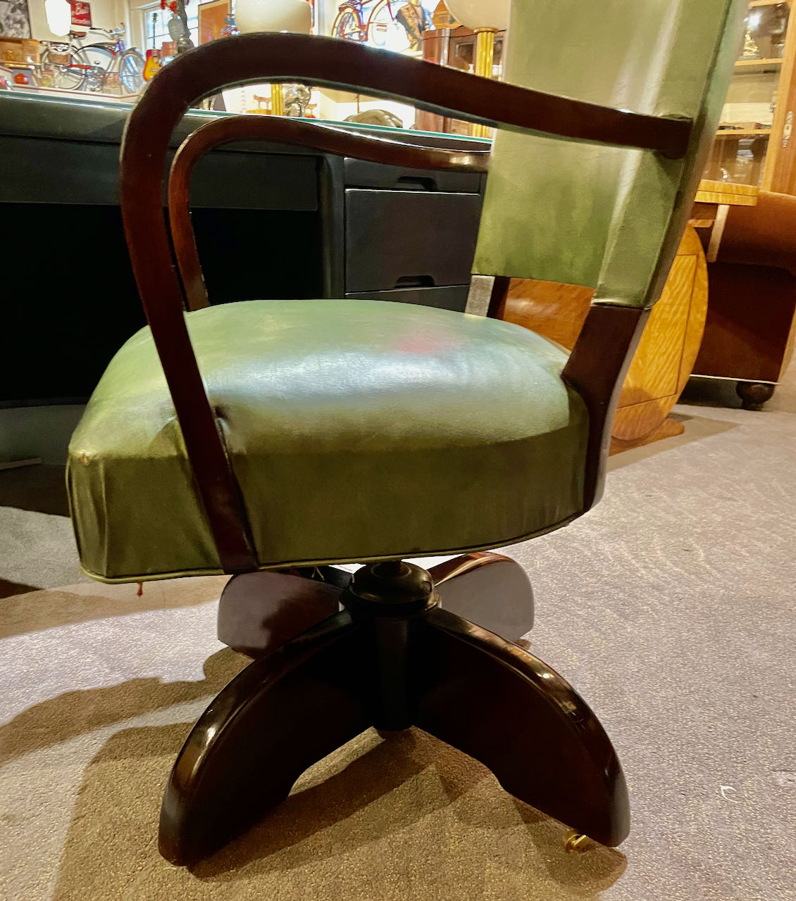 Vintage Desk Chair Restored Original Leather Sold Items Seating Items