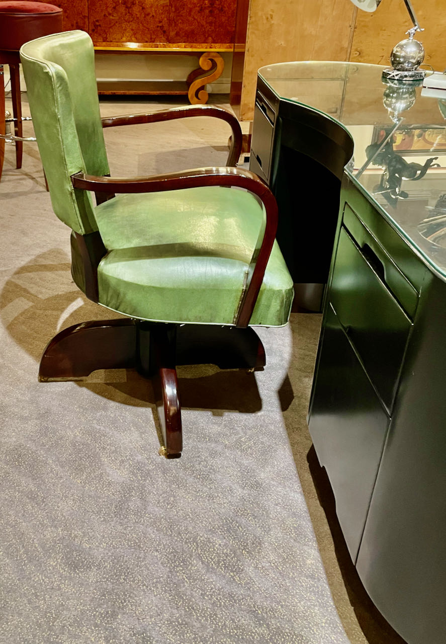 Vintage Desk Chair Restored Original Leather Seating Items Art Deco Collection