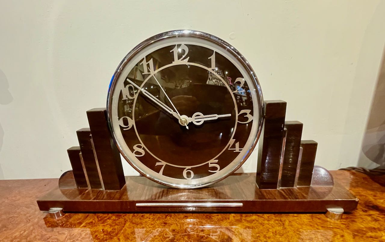 Modernist Original Art Deco Mantle Clock Quartz Conversion Art Deco