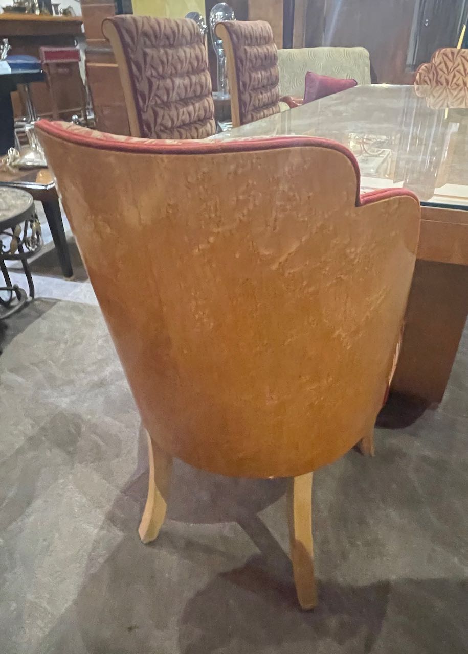 Epstein English Art Deco Dining Table with 6 Cloud Dining Chairs