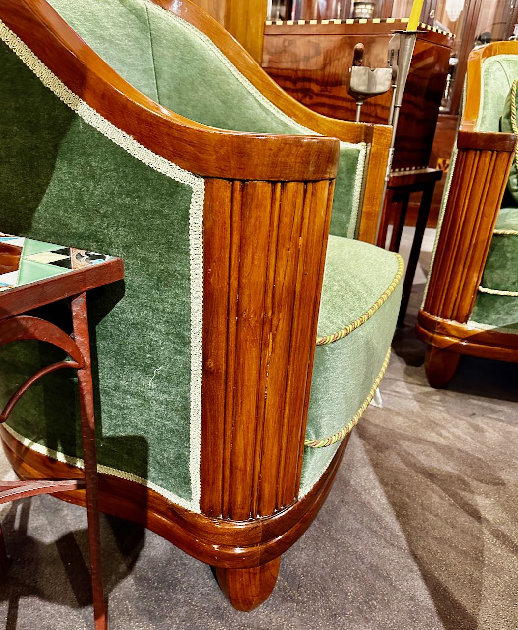 Jules Leleu Vintage French Art Deco Sofa Suite with Pair of Chairs