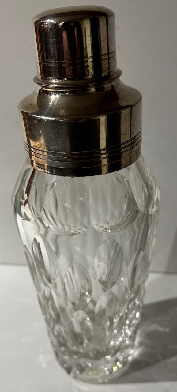 Crystal and Silver Top Cocktail Shaker Cocktail Art Deco Collection
