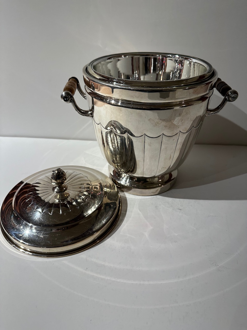 Silver Plated Champagne Cooler with Thermos Brand Glass Insert