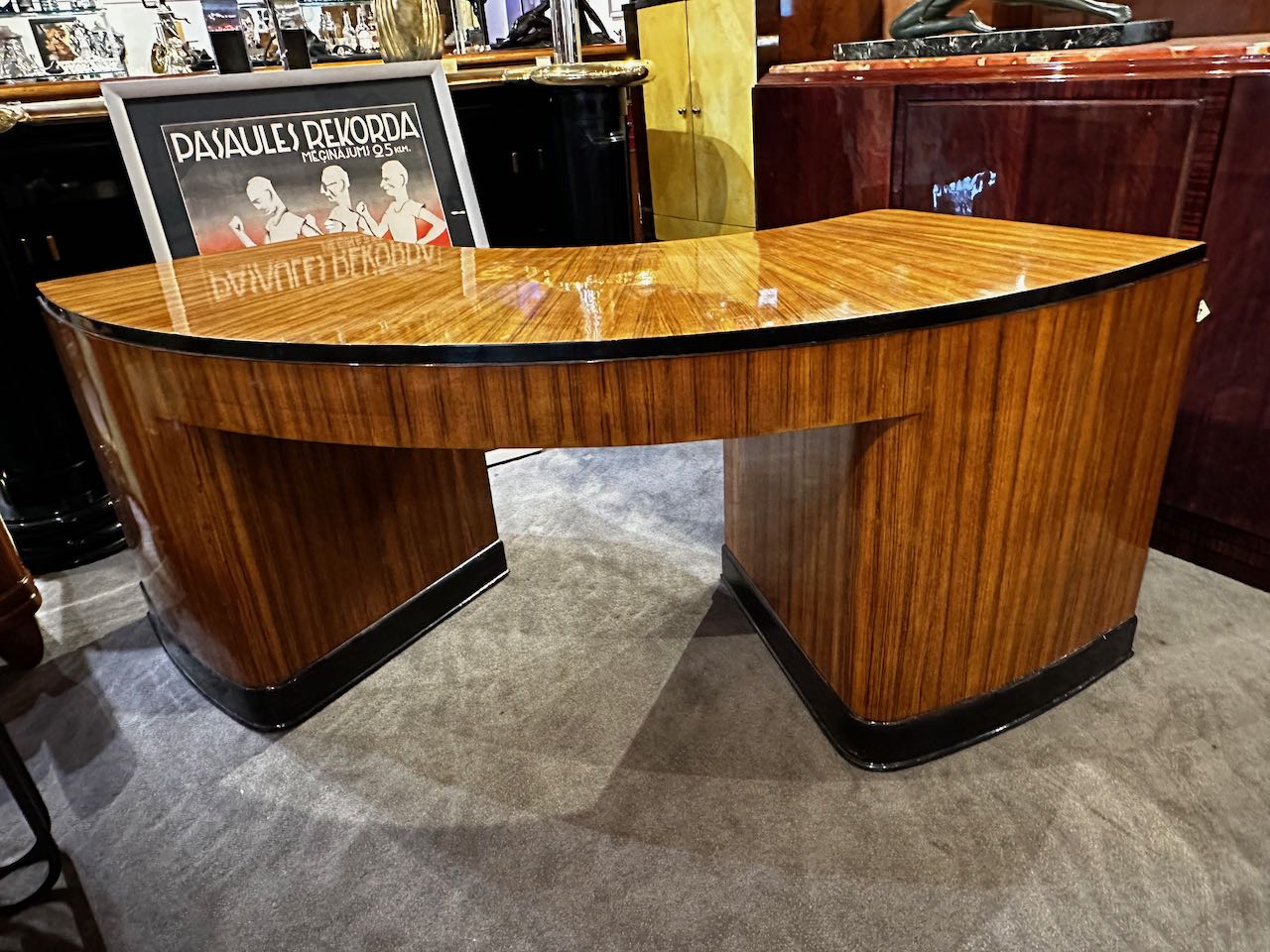 The Executive Art Deco Professional Desk in Zebra Wood Desks