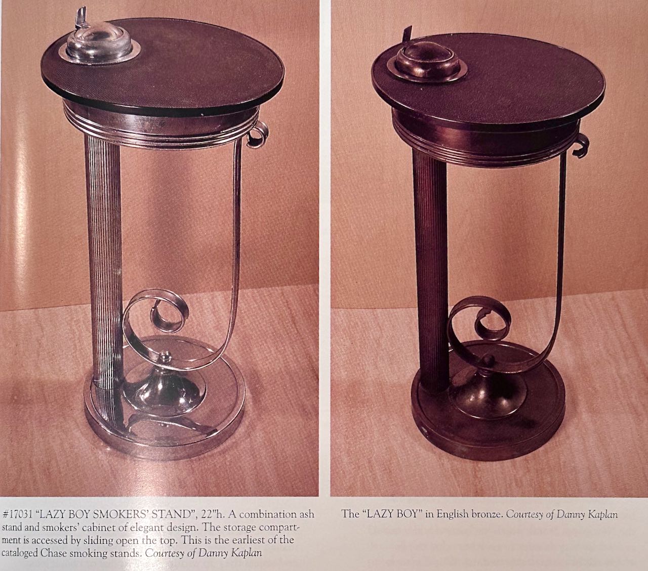 Walter Von Nessen Chase Lazy Boy Smoker's Stand Brass Chrome Original