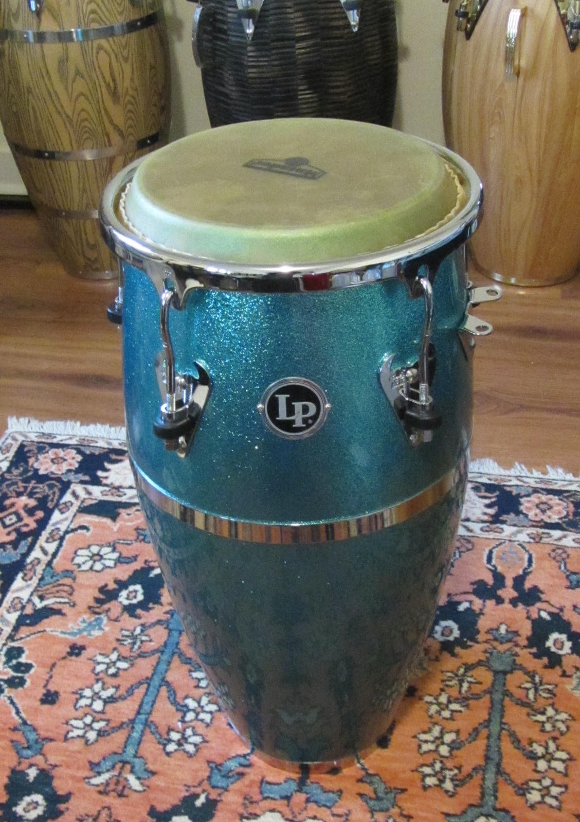 LP MATADOR RAUL REKOW FIBERGLASS BONGOS, GREEN SPARKLE SATISFACTION