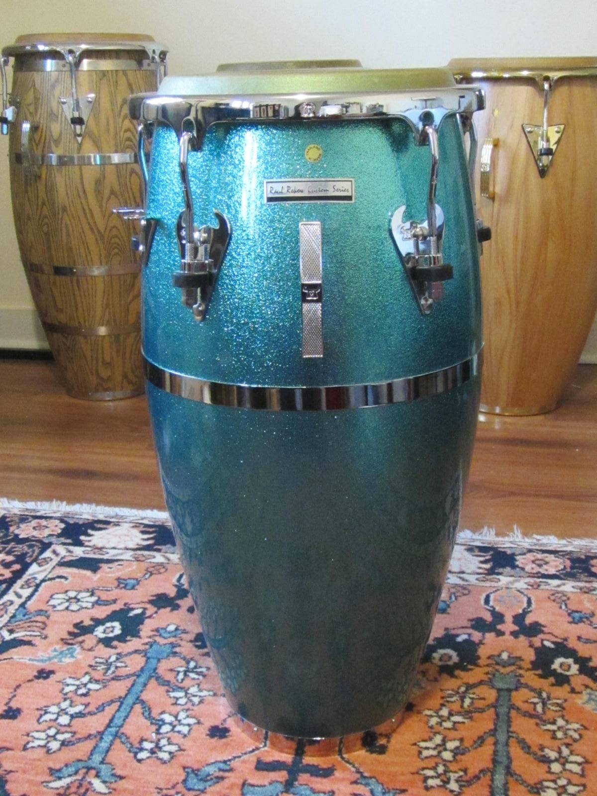 LP MATADOR RAUL REKOW FIBERGLASS BONGOS, GREEN SPARKLE SATISFACTION GUARANTEED!