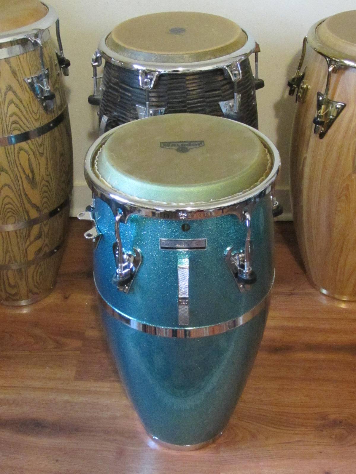 LP MATADOR RAUL REKOW FIBERGLASS BONGOS, GREEN SPARKLE SATISFACTION GUARANTEED!