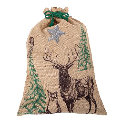 XLgift bag christmas jute forest animals