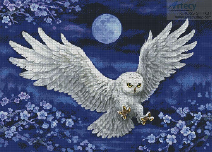 Artecy Cross Stitch. White Owl Cross Stitch Pattern to print online.