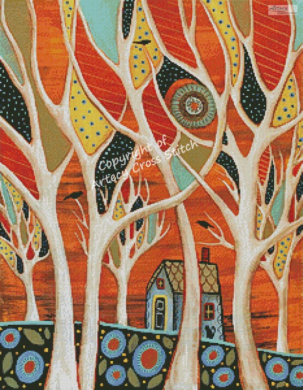 Artecy Cross Stitch. White Trees Cross Stitch Pattern to print online.