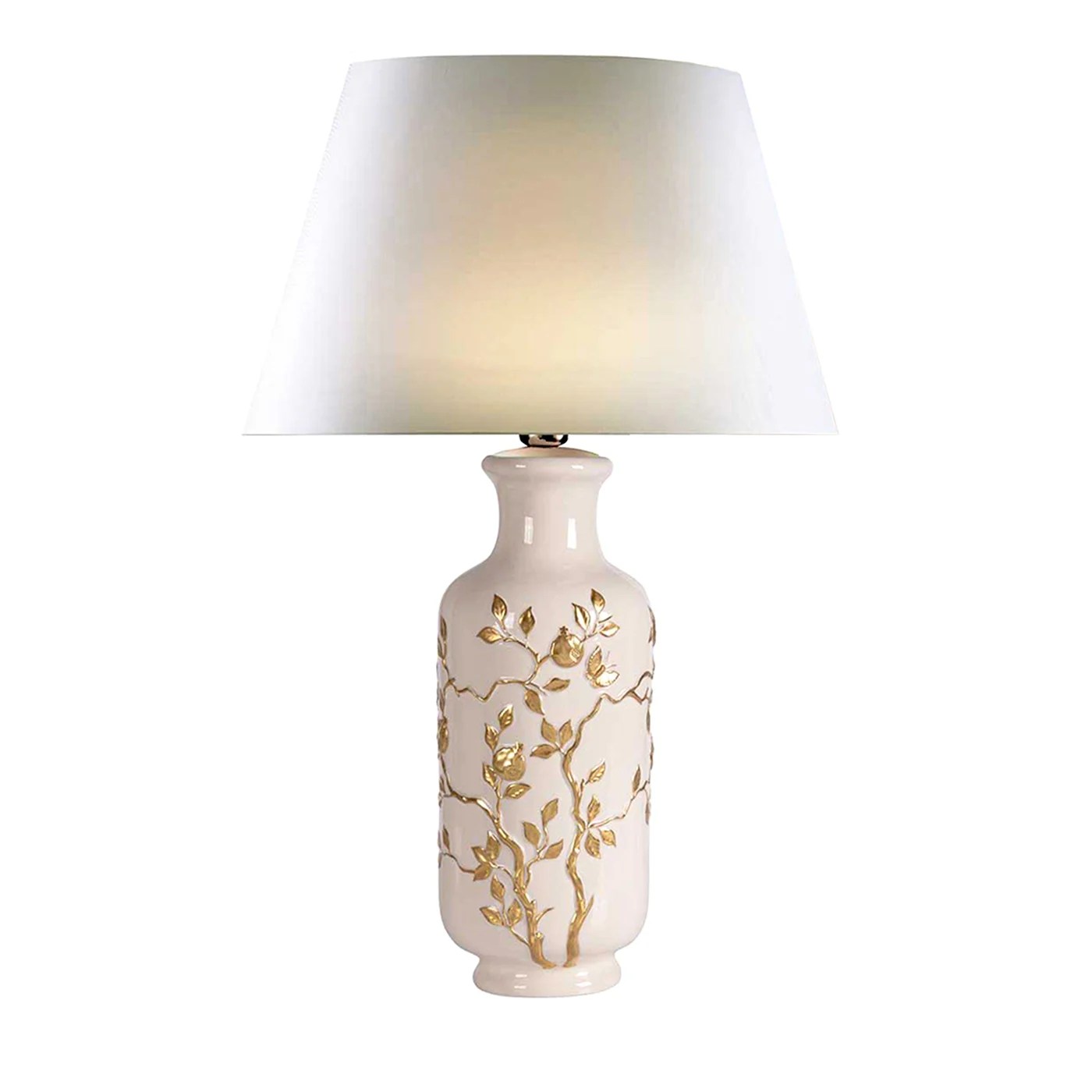 Dafne Small White and Gold Table Lamp Villari Home Couture Artemest