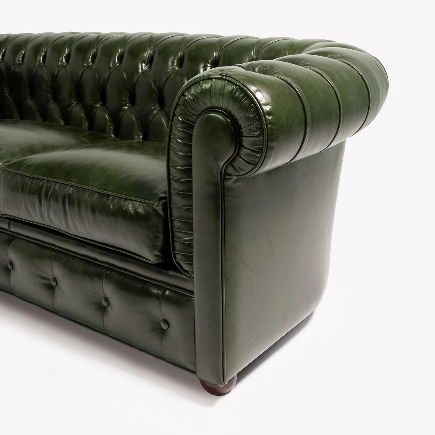 Chesterfield Green Leather 3Seater Sofa Mantellassi 1926 Artemest
