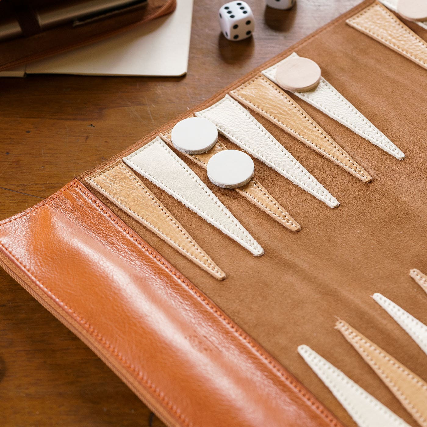 Caramel Leather Travel Backgammon Set Il Bisonte Artemest