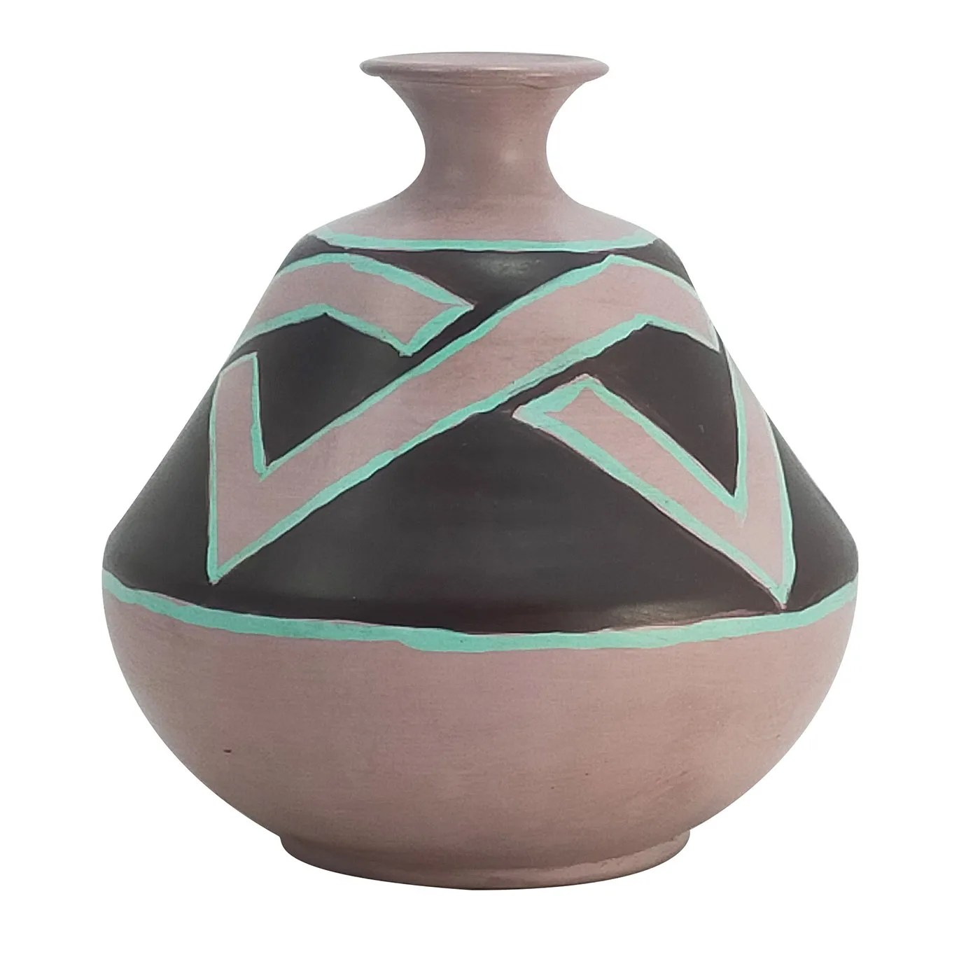 SingleStem Taupe/Black/Turquoise Terracotta Vase Studio Le Nid Artemest