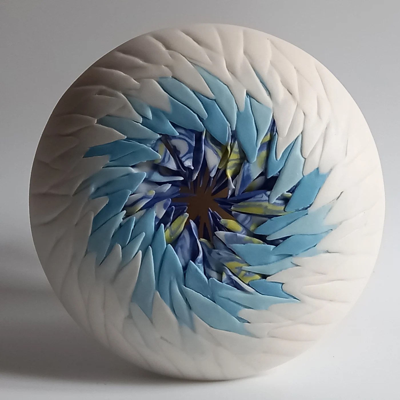 SEA URCHIN WALL SCULPTURE WHITE AND BLUE Martha Pachon Rodriguez